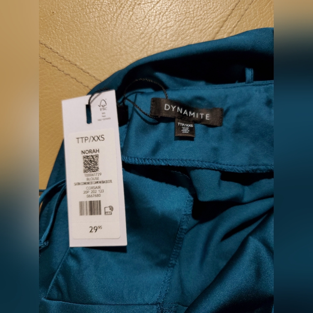 BNWT Dynamite Satin Cowlneck Cami With Back Strappy Detail